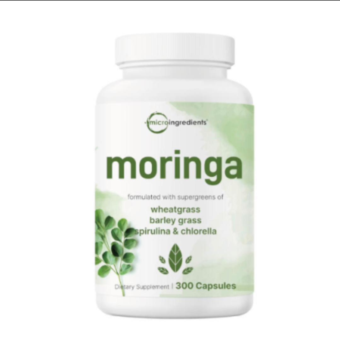 Moringa Supergreens — Wheatgrass, Barley, Spirulina & Chlorella (300 caps)