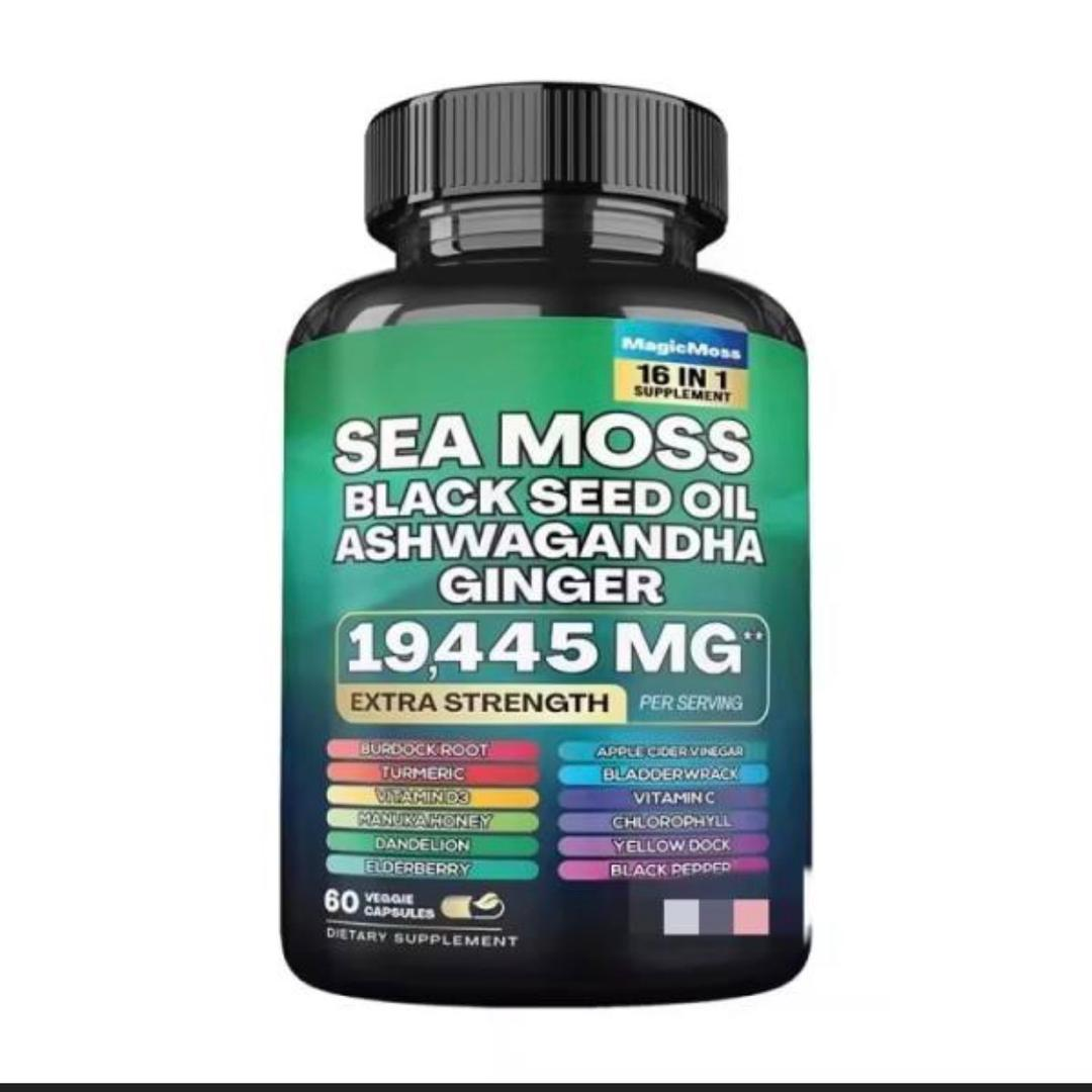 Sea Moss + Black Seed Oil + Ashwagandha + Ginger — 16-in-1