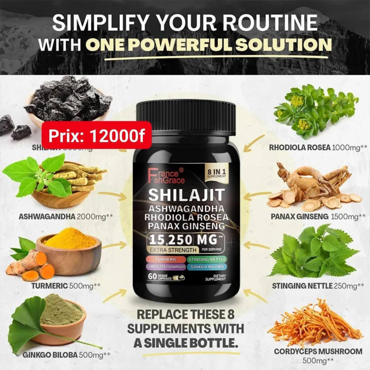 Shilajit + Ashwagandha + Ginseng + Turmeric